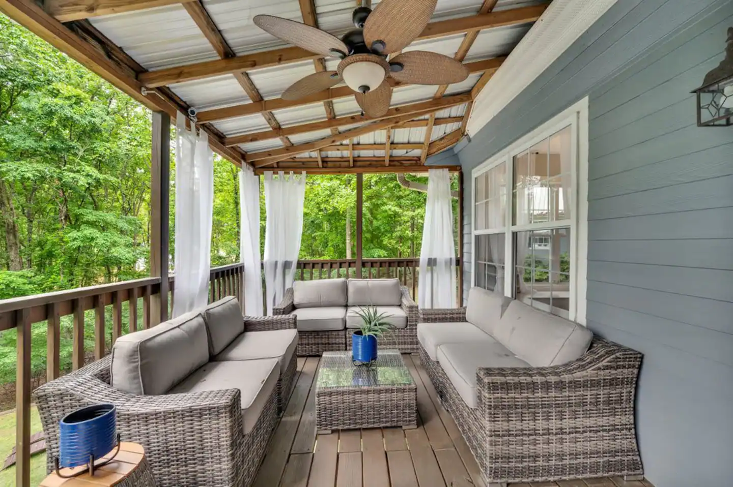 Outdoor Seating on this enormous back porch, upper and lower level!