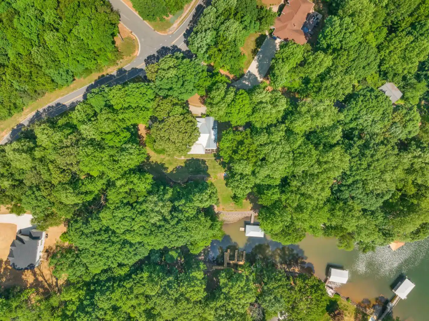 Drone view of property